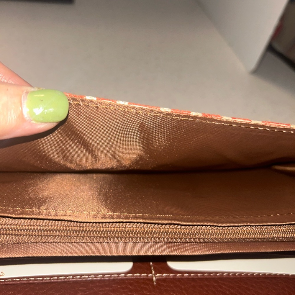 Etienne Aigner Multicolor Logo Canvas Wristlet with Brown Leather Trim - Picture 9 of 12